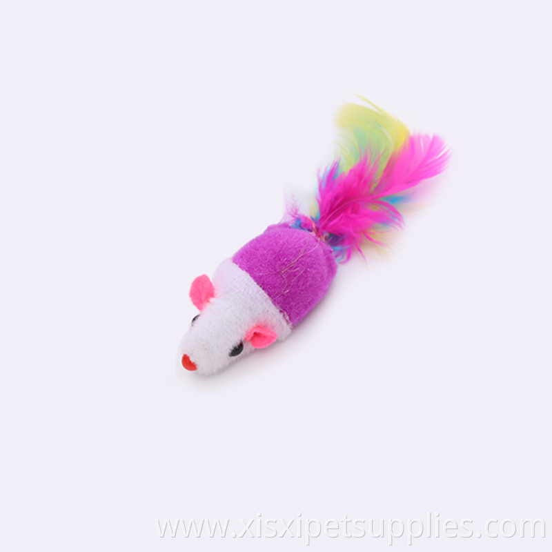The factory spot colorful feathers mouse interactive cat toy